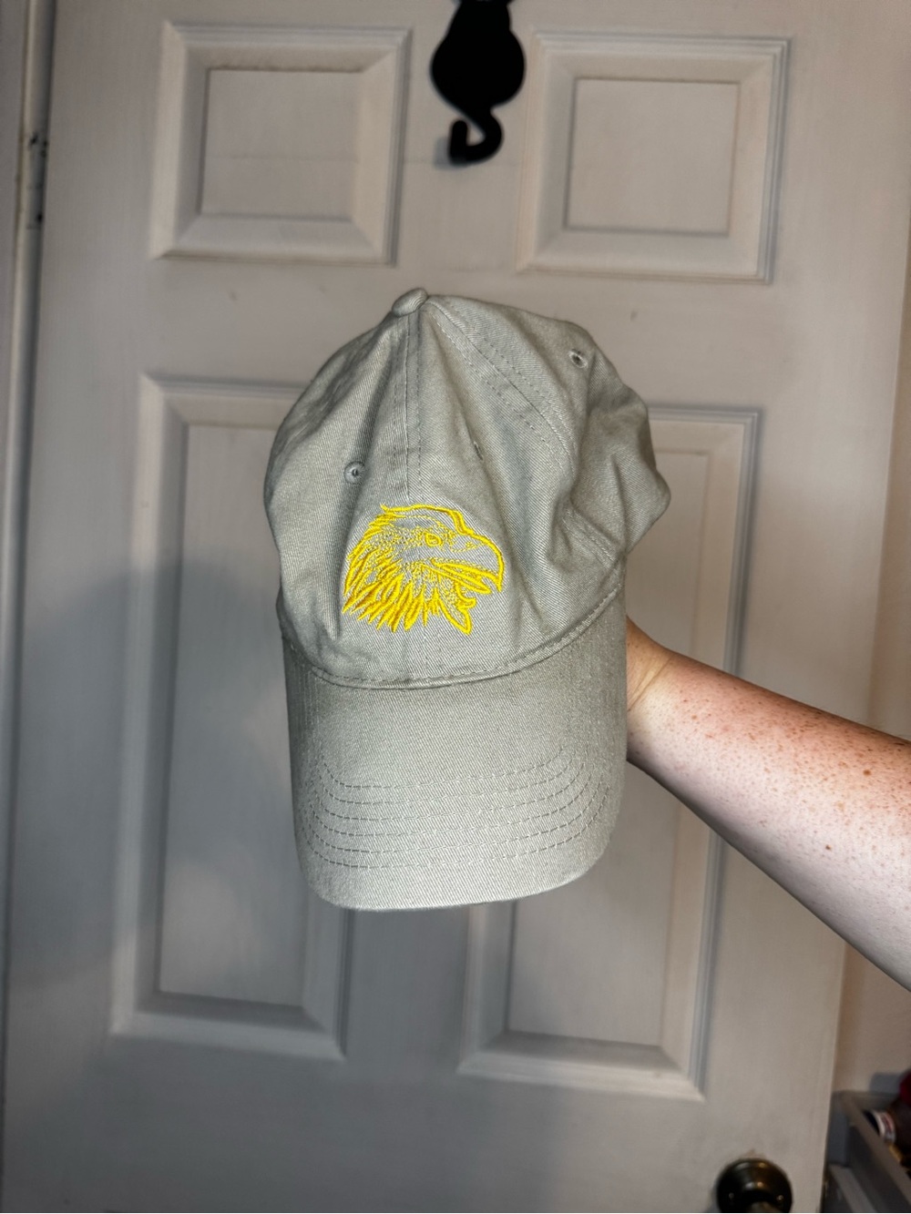 Khaki Baseball Cap with Yellow Eagle Embroidery